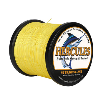 HERCULES 500M 547Yds Yellow 10lb-420lb PE Braid Fishing Line 12 Strands HERCULES